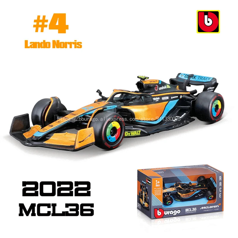 Bburago 1:43 P2 British GP Mclaren F1 MCL60 2023 #4 Lando Norris #81 Oscar Piastri Alloy Car Die Cast Model Toy Collectible