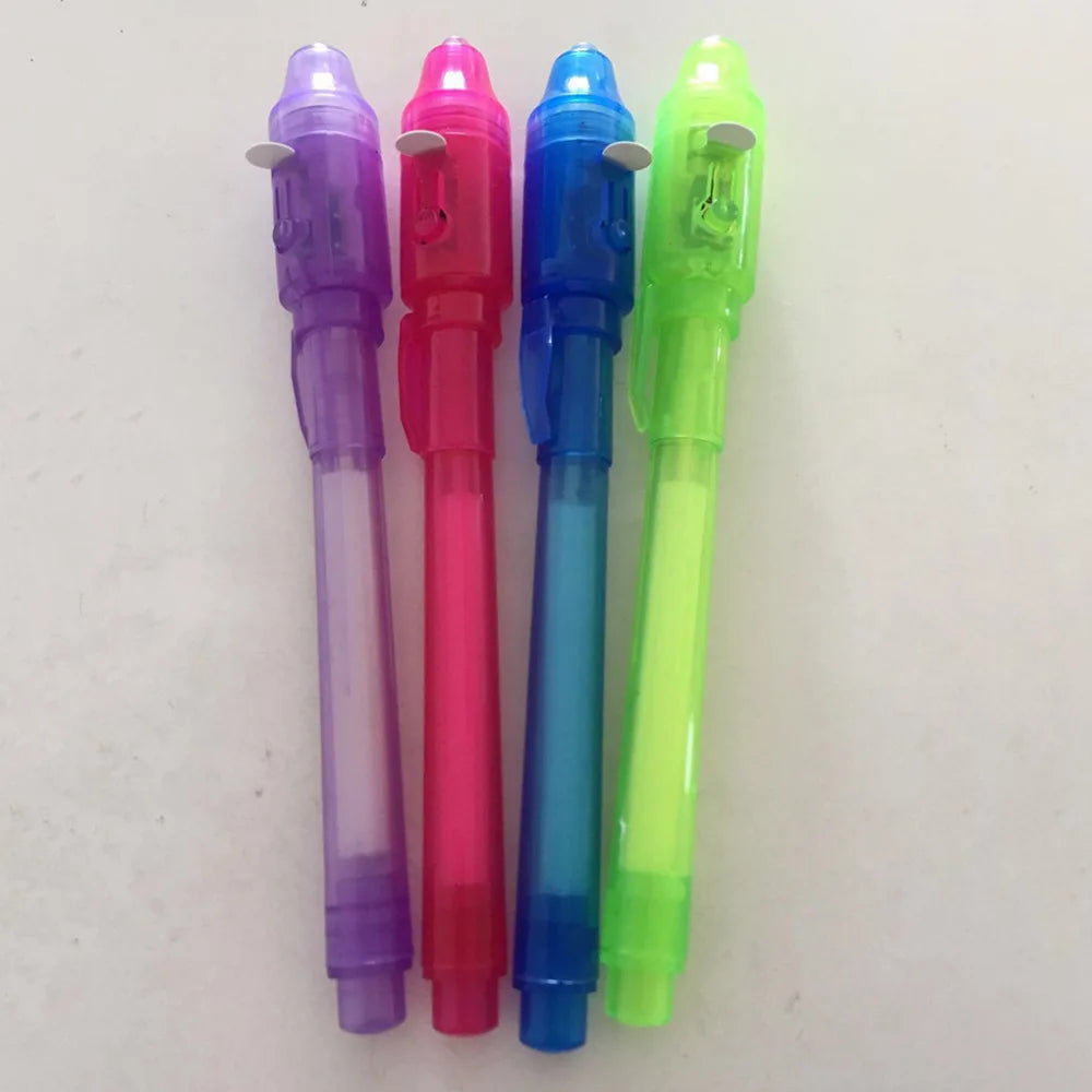 1/4Pcs Invisible Ink Pen Spy Pen with UV Light, Magic Marker for Secret Message,Treasure Box Prizes,Kids Party Favors,Toys Gift