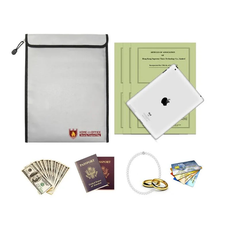 Fireproof Document Bag Liquid silicone Coated Fire Resistant Money File Folder Holder Organizer Safe Storage Waterproof 38*28cm