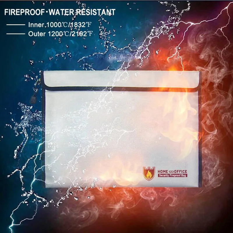 Fireproof Document Bag Liquid silicone Coated Fire Resistant Money File Folder Holder Organizer Safe Storage Waterproof 38*28cm