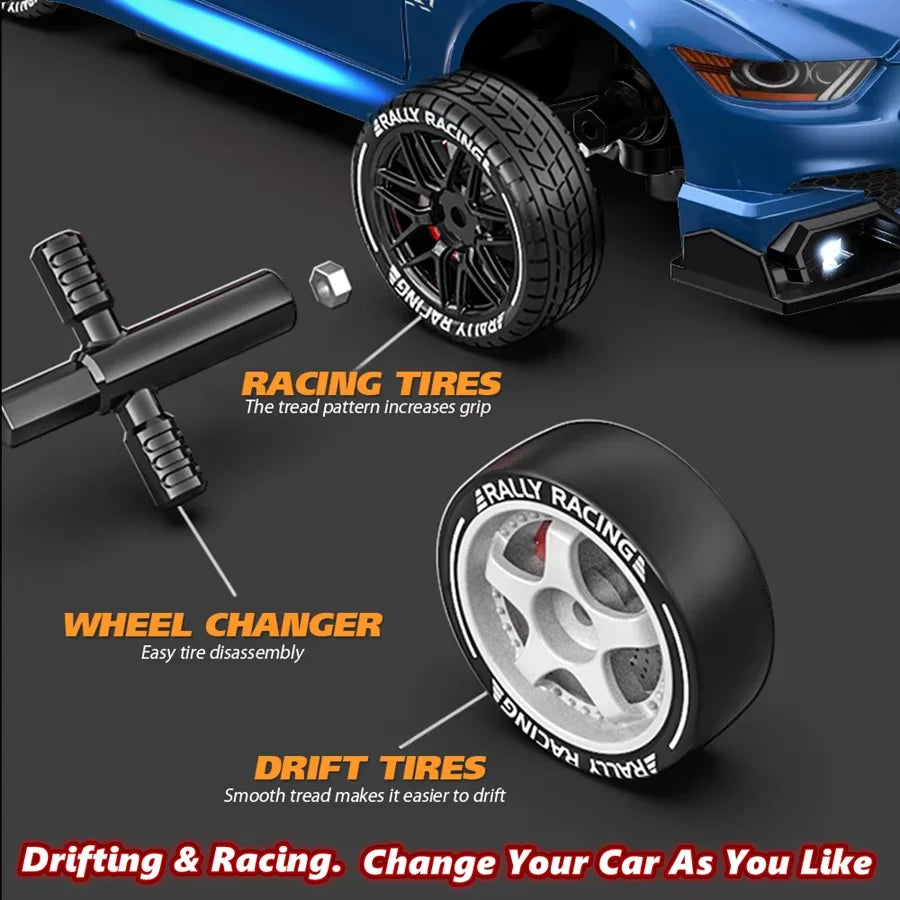 New 1:24 GTR Remote Control Car High Speed 4WD Rechargeable RC Drift Racing Toy For Kids Adults Indoor Outdoor 2.4GHz Long Range