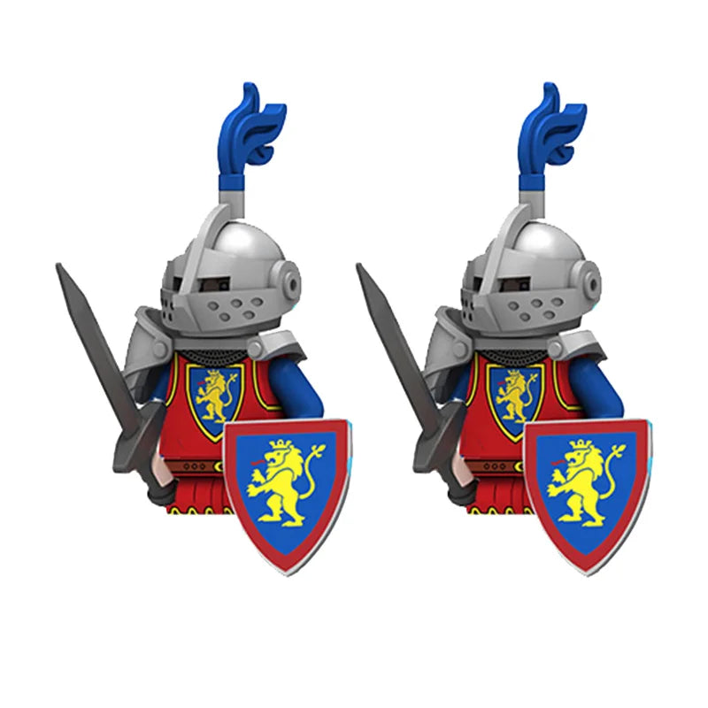 Medieval Knight Armored Troops Ancient Army Soldiers Mini Weapon Equipment Flag Model Building Blocks Kids Toys Birthday Gifts
