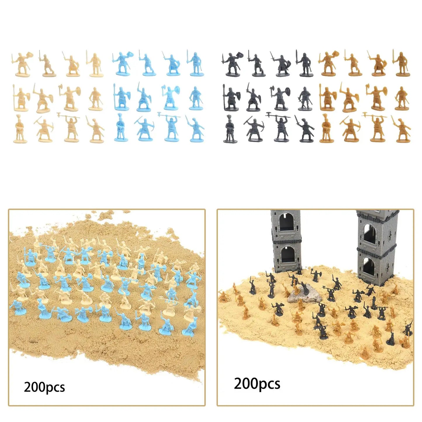200Pcs Medieval Knight Soldier Men Battle Scene Role-Playing Gift