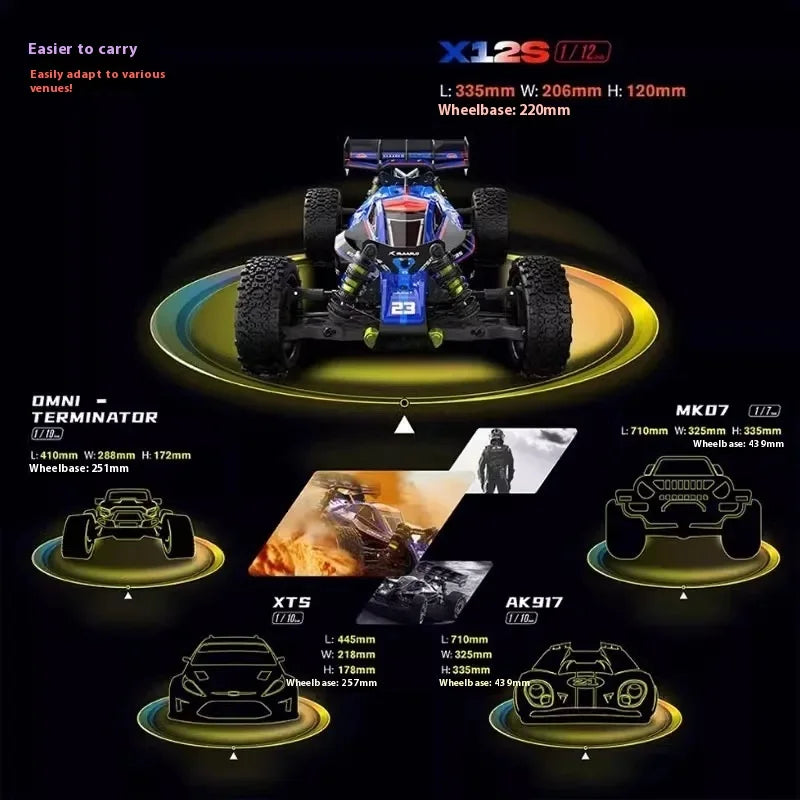 Leilaluo X12s Brushless 1/12 Electric Yue Rc Remote Control Car Four-Wheel Drive High-Speed Drift Model Car Toy Off-Road Vehicle