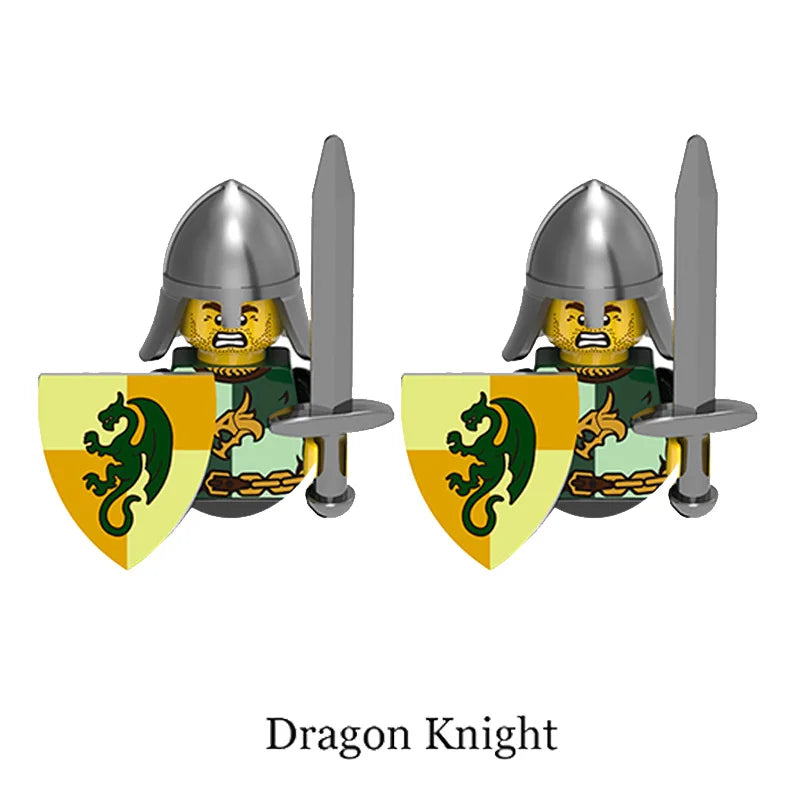 Medieval Knight Armored Troops Ancient Army Soldiers Mini Weapon Equipment Flag Model Building Blocks Kids Toys Birthday Gifts