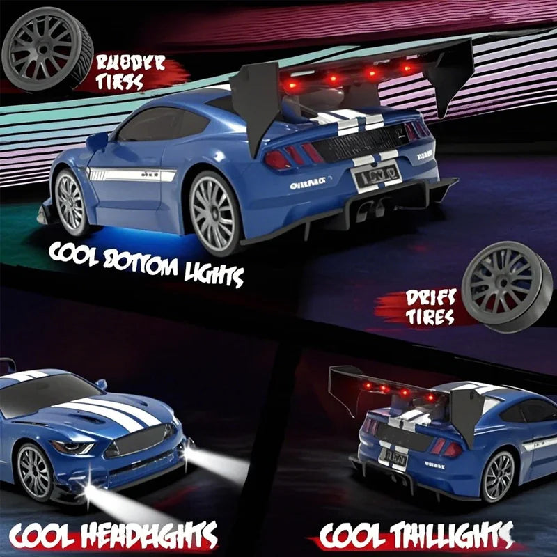 New 1:24 GTR Remote Control Car High Speed 4WD Rechargeable RC Drift Racing Toy For Kids Adults Indoor Outdoor 2.4GHz Long Range
