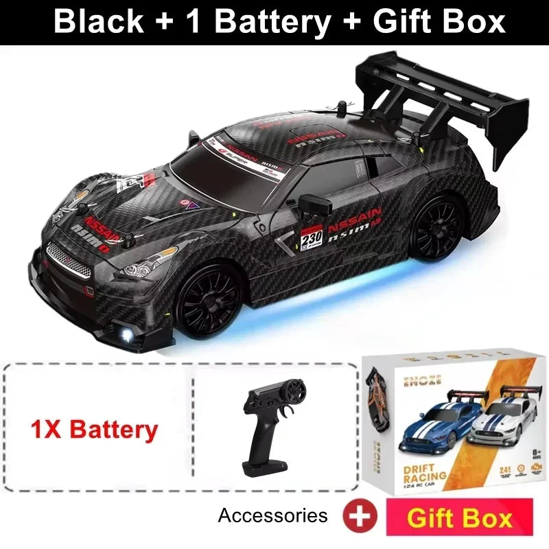 New 1:24 GTR Remote Control Car High Speed 4WD Rechargeable RC Drift Racing Toy For Kids Adults Indoor Outdoor 2.4GHz Long Range