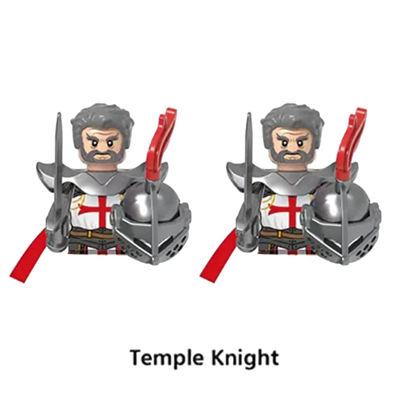 Medieval Knight Armored Troops Ancient Army Soldiers Mini Weapon Equipment Flag Model Building Blocks Kids Toys Birthday Gifts