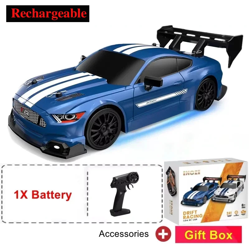 New 1:24 GTR Remote Control Car High Speed 4WD Rechargeable RC Drift Racing Toy For Kids Adults Indoor Outdoor 2.4GHz Long Range