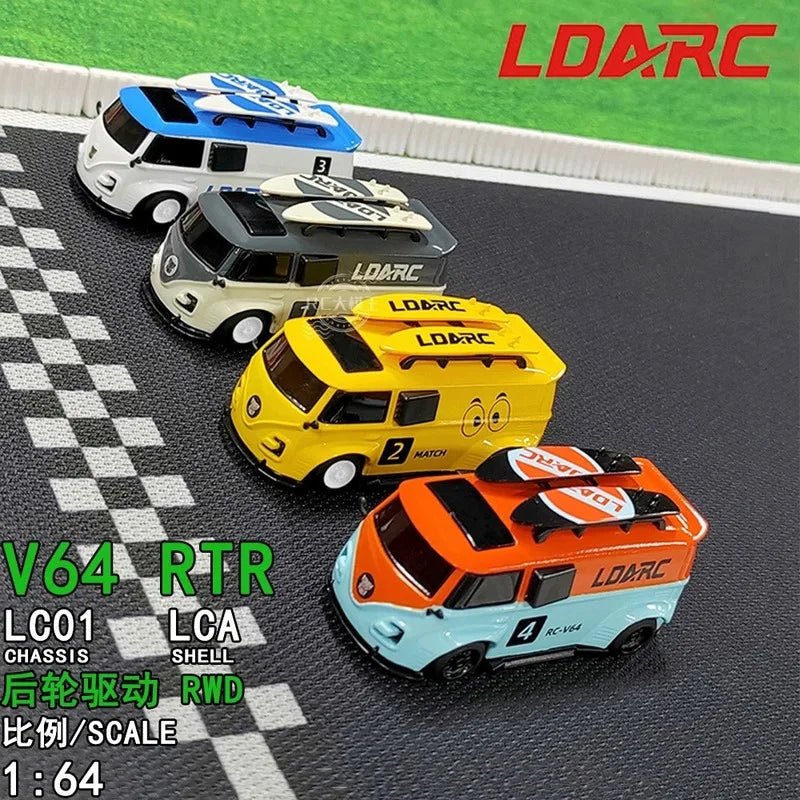 LDARC V64 1:64 RC Car Mini Model RTR Desktop Mini Bus Vehicle Van Remote Control Racing Car Custom Adults Kids Toys Gift