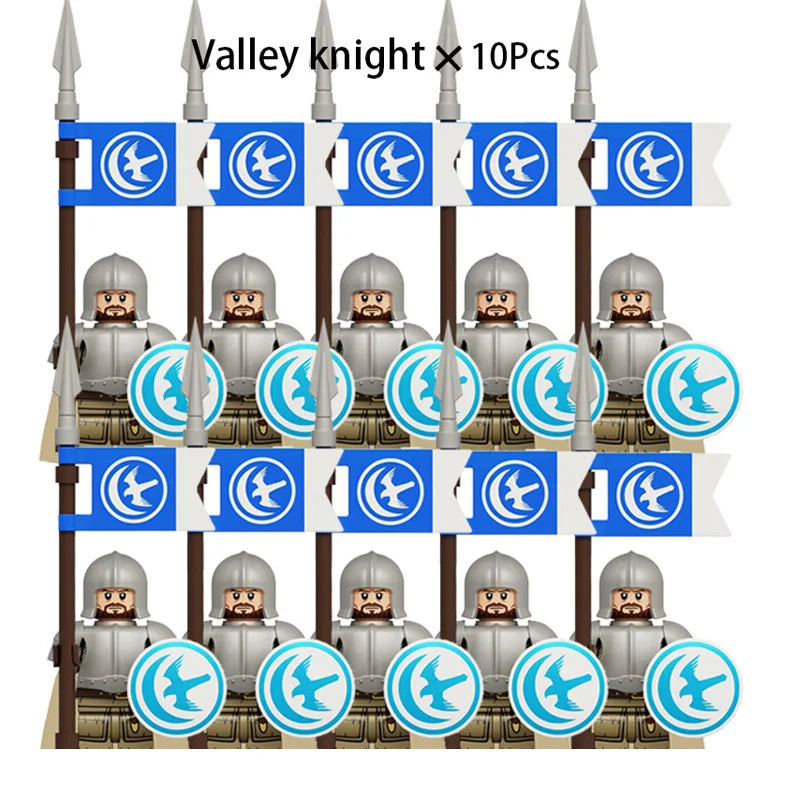 Medieval Knight Armored Troops Ancient Army Soldiers Mini Weapon Equipment Flag Model Building Blocks Kids Toys Birthday Gifts