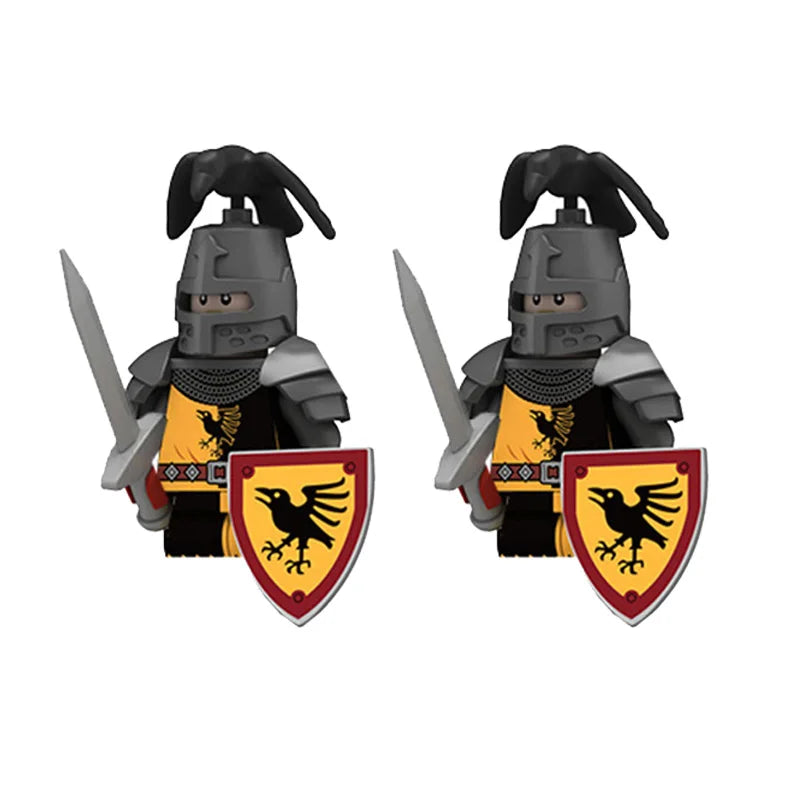 Medieval Knight Armored Troops Ancient Army Soldiers Mini Weapon Equipment Flag Model Building Blocks Kids Toys Birthday Gifts