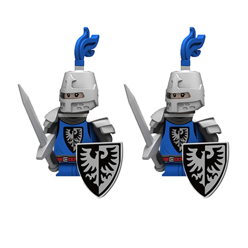 Medieval Knight Armored Troops Ancient Army Soldiers Mini Weapon Equipment Flag Model Building Blocks Kids Toys Birthday Gifts