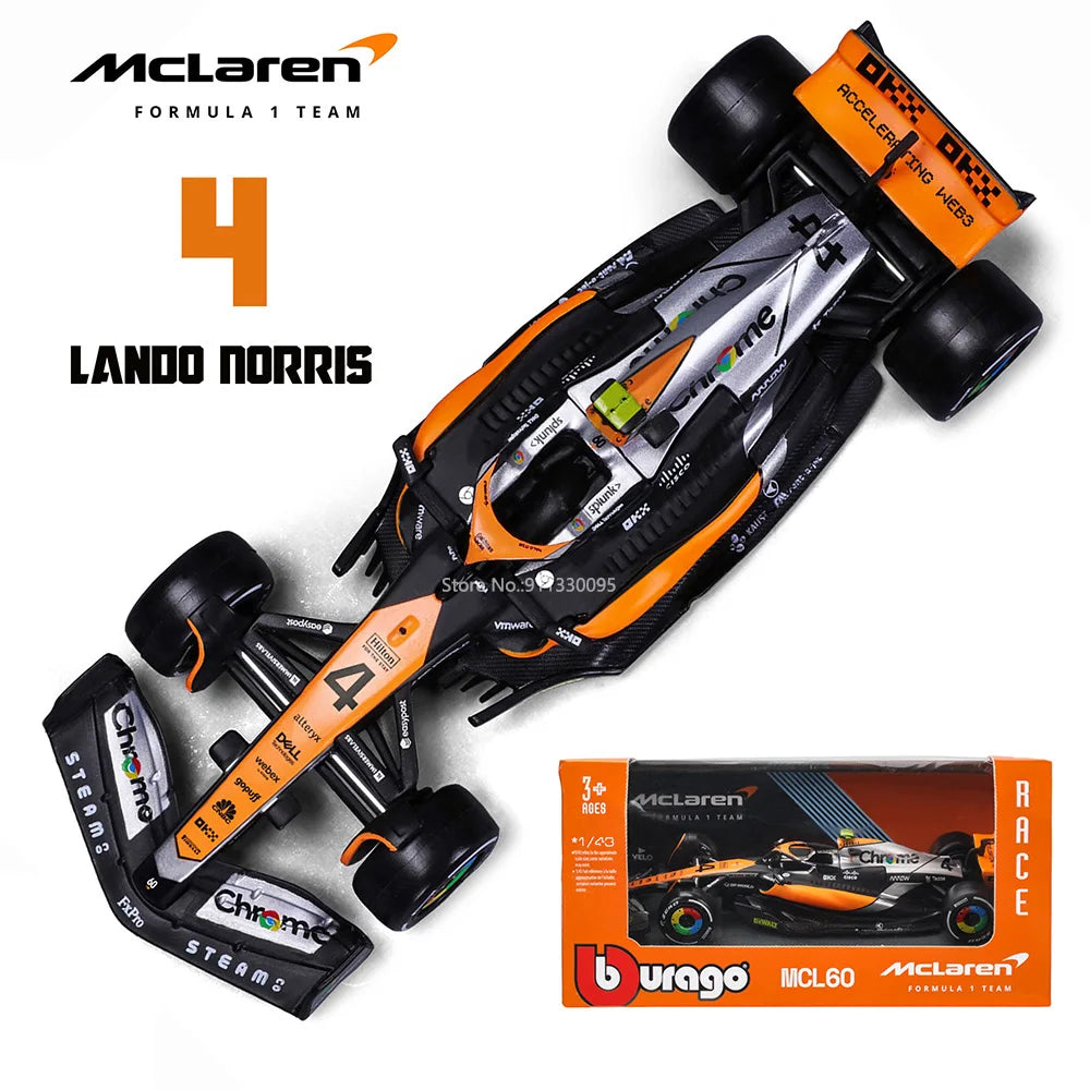 Bburago 1:43 P2 British GP Mclaren F1 MCL60 2023 #4 Lando Norris #81 Oscar Piastri Alloy Car Die Cast Model Toy Collectible