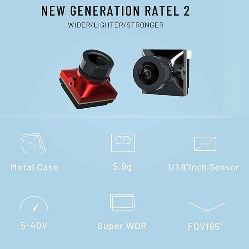 1/2PCS Caddx Ratel 2 V2 FPV Camera Ratel2 2.1mm Lens 16:9/4:3 NTSC/PAL Switchable Micro FPV Camera For RC FPV Quadcopter Drone