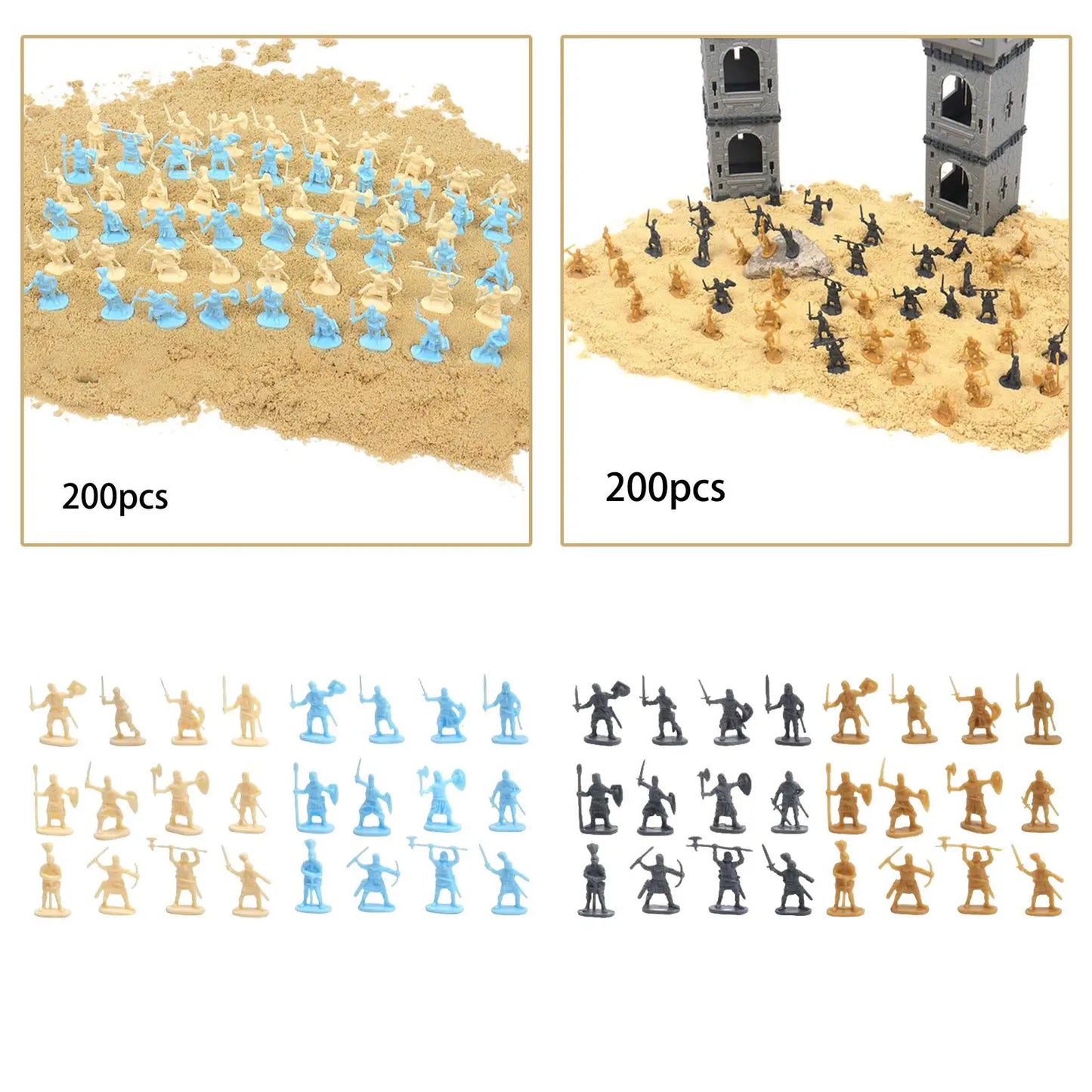 200Pcs Medieval Knight Soldier Men Battle Scene Role-Playing Gift