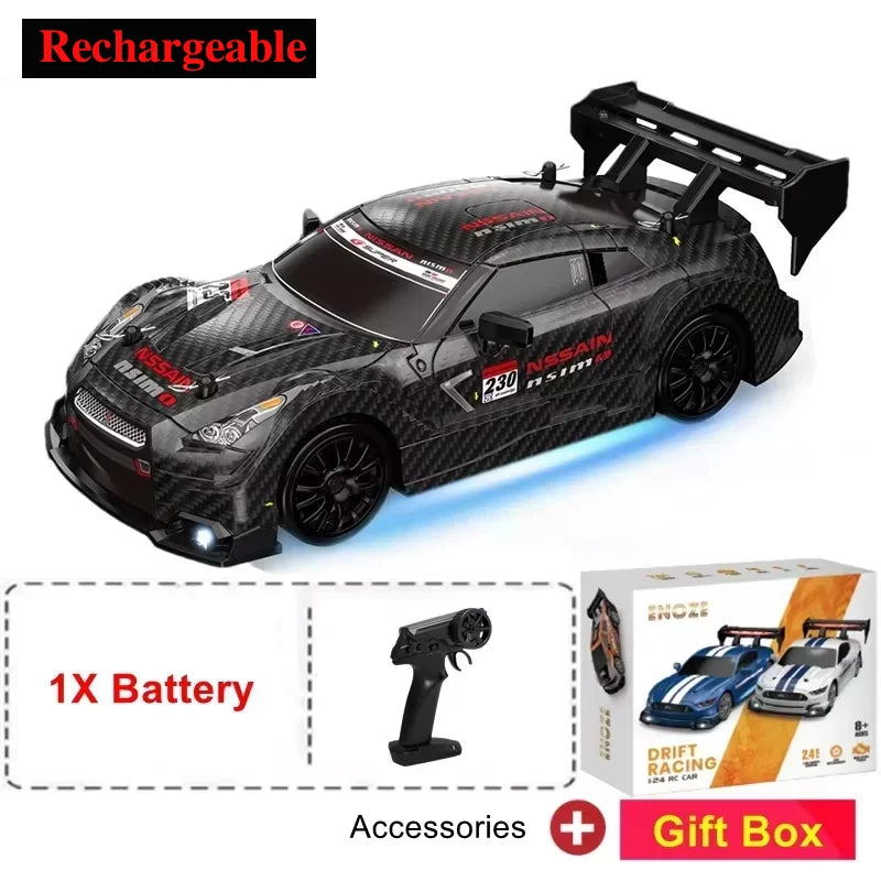 New 1：24 GTR Remote Control Car High Speed 4WD Rechargeable RC Drift Racing Toy For Kids Adults Indoor Outdoor 2.4GHz Long Range