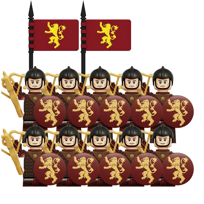 Medieval Knight Armored Troops Ancient Army Soldiers Mini Weapon Equipment Flag Model Building Blocks Kids Toys Birthday Gifts