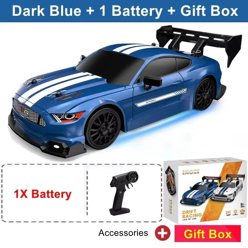 New 1：24 GTR Remote Control Car High Speed 4WD Rechargeable RC Drift Racing Toy For Kids Adults Indoor Outdoor 2.4GHz Long Range