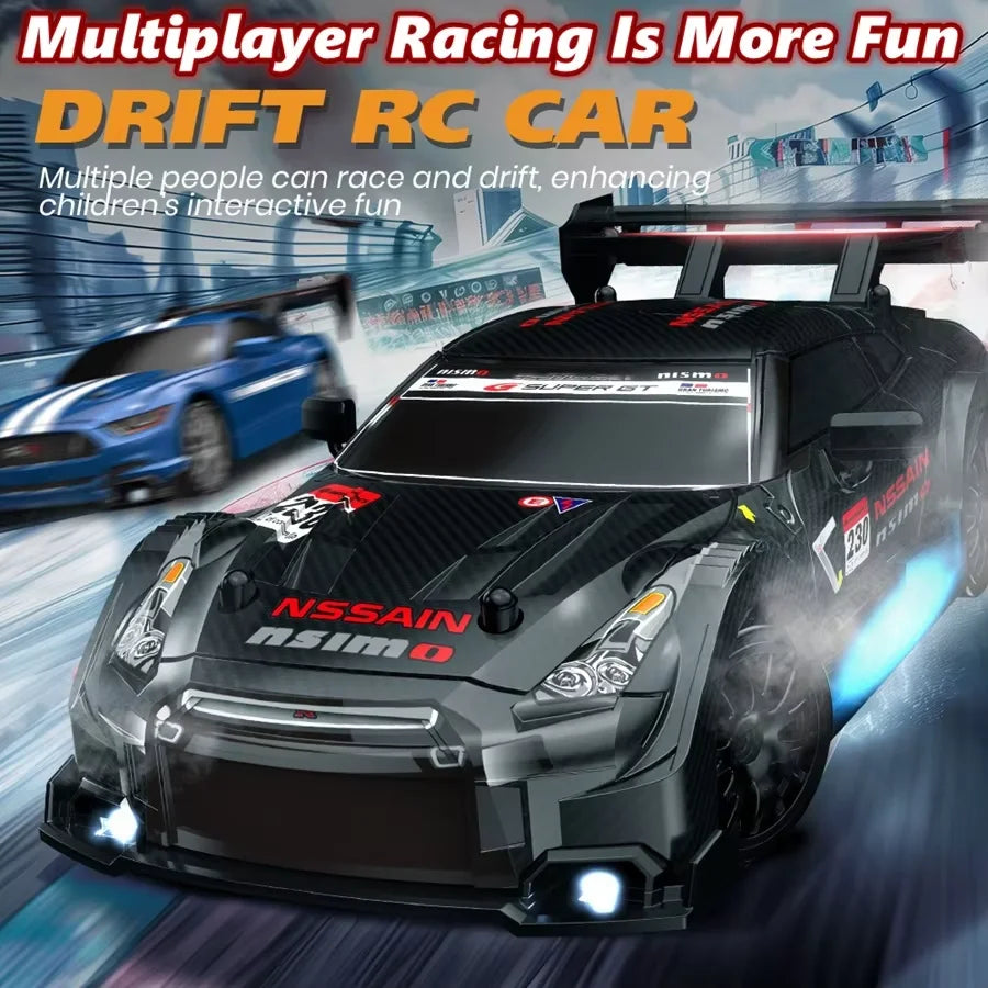 New 1：24 GTR Remote Control Car High Speed 4WD Rechargeable RC Drift Racing Toy For Kids Adults Indoor Outdoor 2.4GHz Long Range